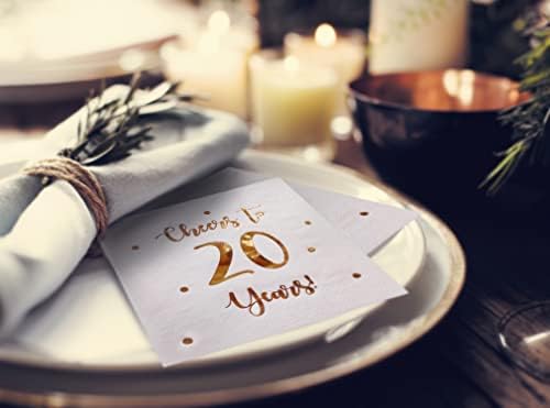Felicidades a 20 anos de guardanapos de coquetel | Feliz 20º aniversário decorações para homens e mulheres