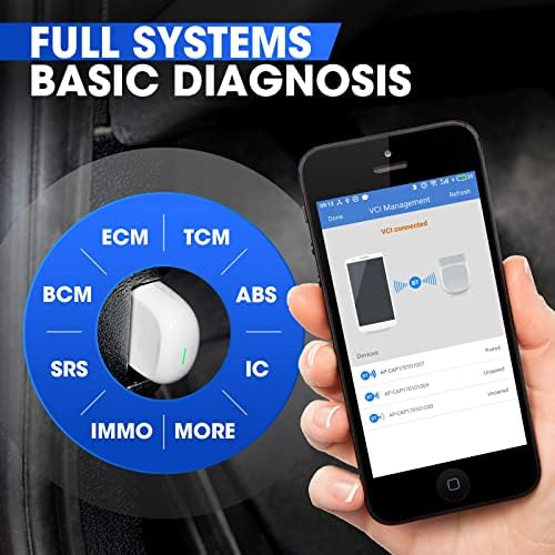 AUTEL MAXIAP AP200 OBD2 Scanner Bluetooth sem fio OBDII Auto Ferramenta de diagnóstico com diagnóstico completo do sistema, 19 funções de redefinição, autovin, leitor de código leve do motor para iPhone Android