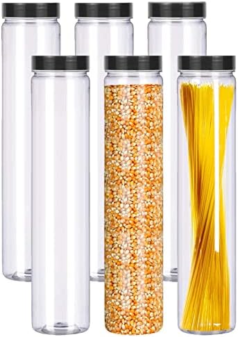 Conjunto de 6pcs jarra de armazenamento de alimentos de plástico transparente com tampa, recipiente de armazenamento