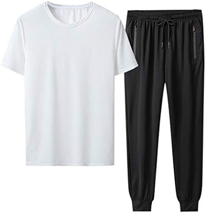 BMISEGM Men's Suit Jackets 2 PCs/Sets T-shirt Men's Running Sports Rogging Pants Sportswear Suit