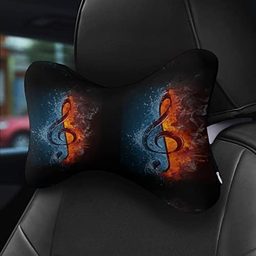 Music NOTA FIRE e Water Car Neck Pillow Conjunto de 2 Automóvel Arete da cabeça do assento de cabeça Pescoço