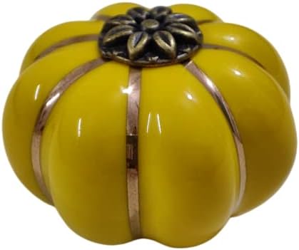 Wannianmu 5 embalagem maçaneta de porta de abóbora amarela, botões de gaveta de cerâmica com