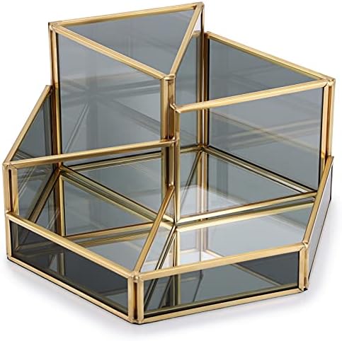 Elldoo Multifuncional Triângulo Geométrico Triângulo Makeup Brush, Gold Clear Black Glass Black Composes
