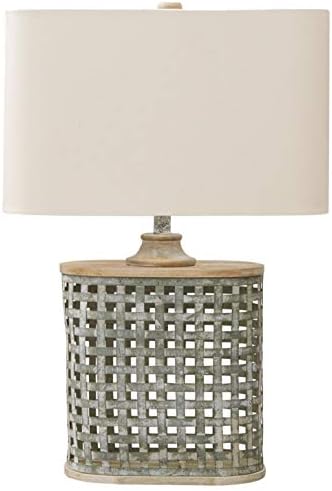 Design de assinatura de Ashley Deondra Contemporary 29 Round Galvanized Metal Single Table Lamp, cinza