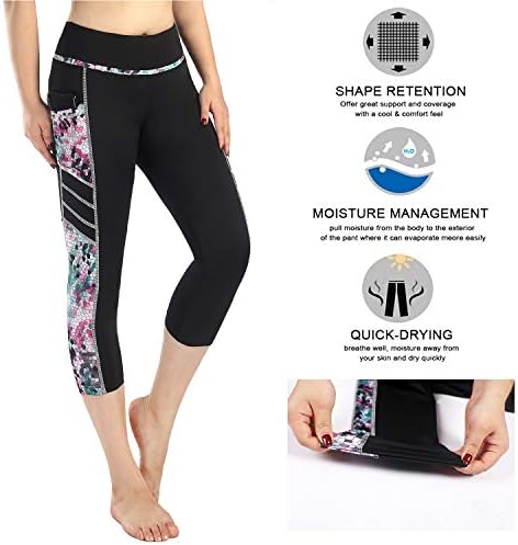 Munvot Women's Capri Workout Calças Yoga Capri Leggings com bolso lateral