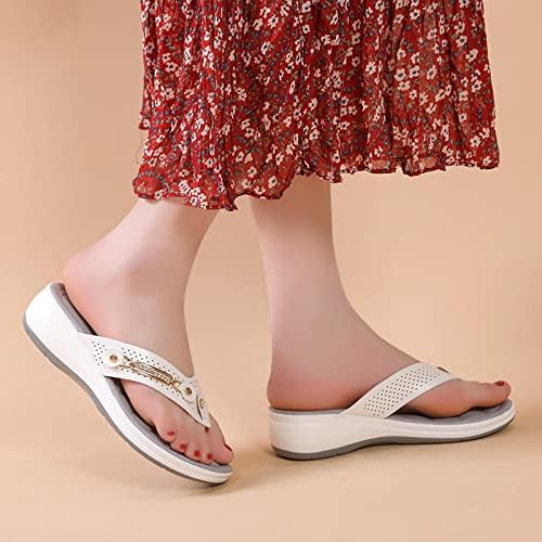 Flippers para mulheres, sandálias de praia femininas chinelos com suporte de arco Sandália de verão de cunha interior e externa