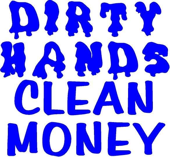 Apenas para diversão 5,5 x 5 mãos sujas limpas dinheiro decalque de vinil trabalho duro adesivo, janelas, carros, caminhões, laptops, etc.