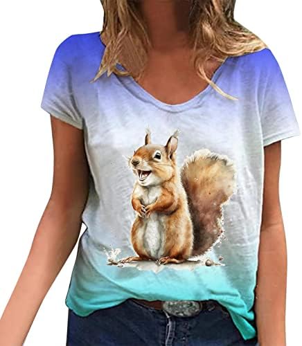 Camisetas gráficas para mulheres grandes e engraçadas camiseta de esquilo