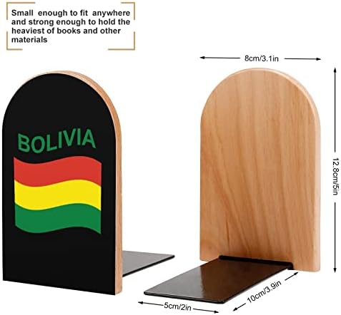 Bandeira de Bolívia Wood Livro termina os titulares de livros decorativos para prateleiras de