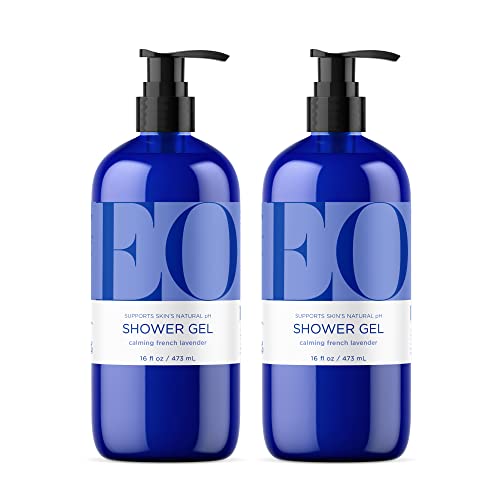 Lavagem corporal de gel de chuveiro EO, 16 onças, lavanda, limpador de condicionamento de pele orgânico à base de plantas com óleos essenciais puros