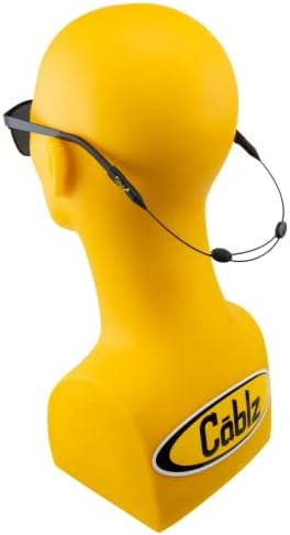 Cablz ZIPZ Retentor de óculos ajustáveis ​​| Alça de retenção de óculos leves, de baixo perfil e fora do pescoço | Black Stainless