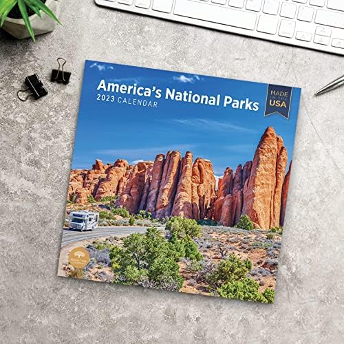 2023 America's National Parks Monthly Wall Calendário por dia brilhante, fabricado nos EUA, 12 x 12 polegadas, bela fotografia cênica de natureza ao ar livre