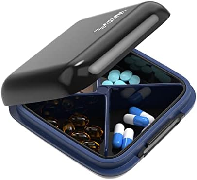 Organizador de comprimidos de e-Comm diariamente 4 Compartimentos Caixa de comprimidos pretos,