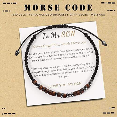 Para meu filho - eu te amo pulseira de código Morse, pulseiras de código Morse inspiradoras ajustáveis, pulseira