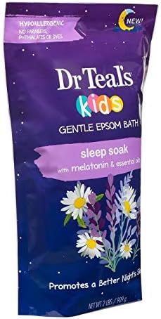 O sono suave do Dr. Teal's Kids sufocou o banho de sal e melatonina - coco e outros óleos essenciais