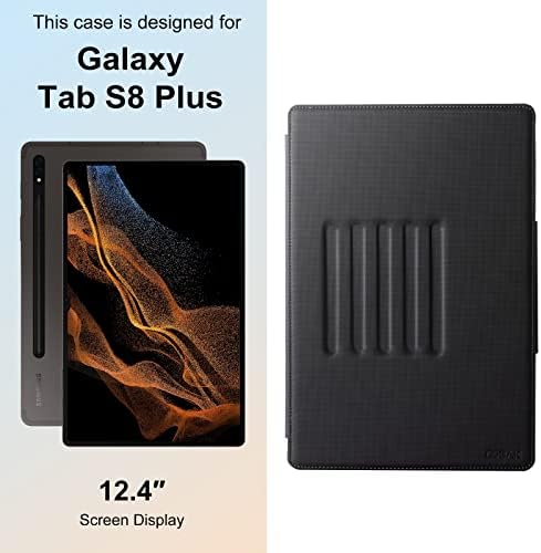 CAPA Cobak para Samsung Galaxy Tab S8 Plus Caso 12.4 2022 Com o suporte de caneta S, ângulos de visualização com várias visões, cobertura inteligente de couro PU premium com recurso de vigília de sono automático para S8 Plus Tablet