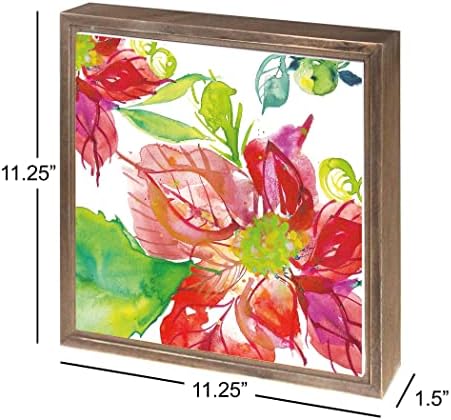 Poinsettia Pretty III, Joyride Home Decor, Joyride Decor Decor emoldurado Placa de madeira, 11,25 x11.25