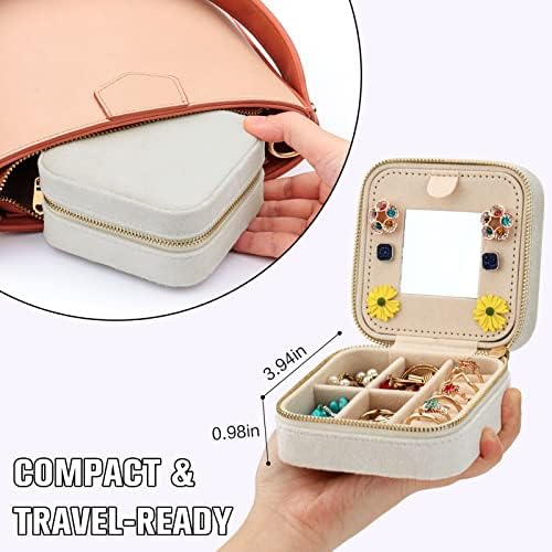 Designer Travel Jewelry Box - Velvet Mini Jewelry Organizer, Small Jewelry Case for Girls Women, caixa de armazenamento