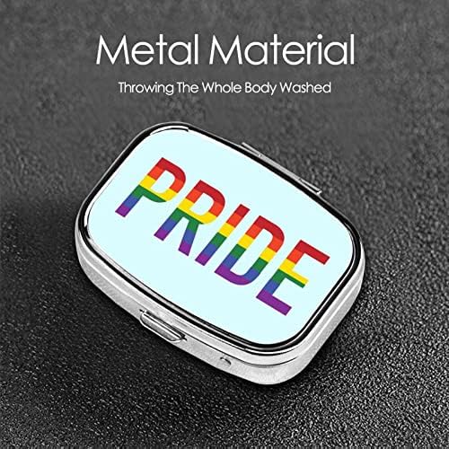 Gay Rainbow Pride LGBT Square Mini Box Box Metal Medicine Organizer Travel Friendly Portable Pill Case