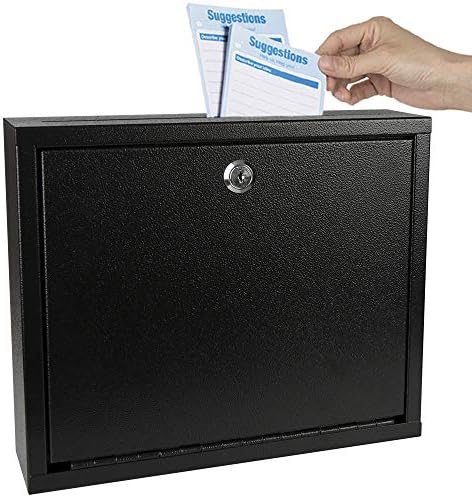 Caixa de sugestão Kyodoled com montagem na parede de trava, caixa de correio, cartões de caixa de chave, caixa de bloqueio segura, cédula, caixa de doação, 3W x 10h x 12l polegada preta