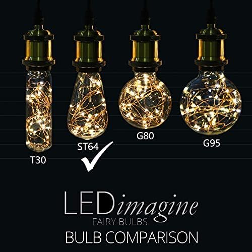 Emitindo Bulbos decorativos LED ST64, lâmpada de fada LED para iluminação noturna ambiente, E26 Base média padrão Edison com luzes decorativas estreladas para banheiro, quarto, sala de estar