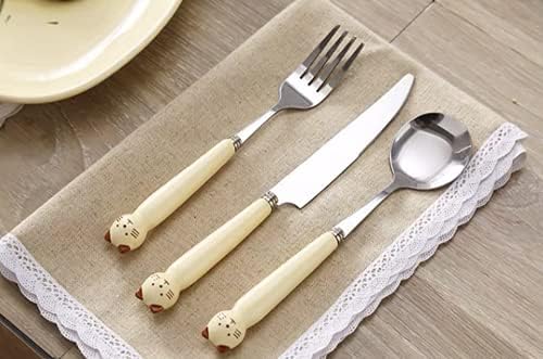 Faca, garfo e colher conjunto de três peças de utensílios de mesa ocidentais e fofos para comer faca infantil,