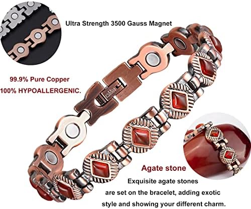 Pulseira de cobre maluas para mulheres pulseiras magnéticas de cobre sólidas 99,9% puro cobre boho