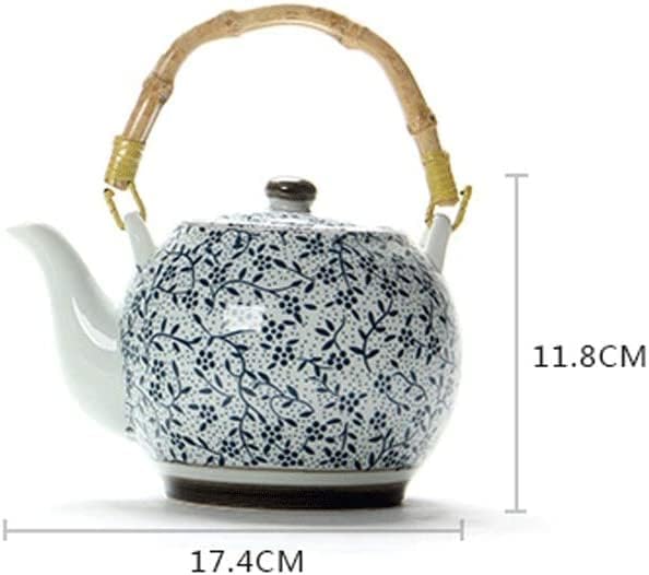 HAVEFUN Kettle bule bule de chá, projeto nostálgico Cerâmica de alta temperatura resistente a bule de 1000 ml azul e branco chaleira de porcelana com tepot de filtro