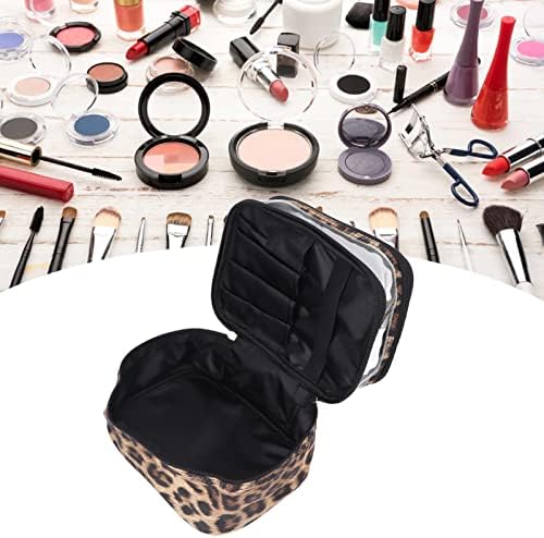 Bolsa de cosméticos de camada dupla Shanrya, saco de maquiagem com zíper de design de dupla camada impressa para