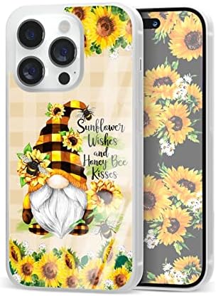 Casos de telefone fofos Gnome Girlower Plaild Amarelo Capa para mulheres meninas aplicáveis ​​com iPhone 11 12 13 14 Pro Max Plus Mini | Samsung Galaxy S21 S22 Ultra Plus