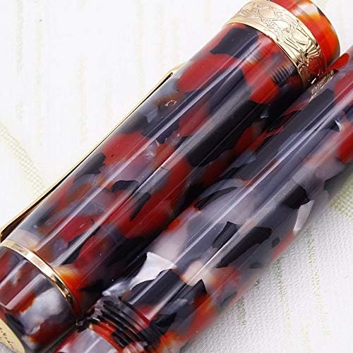 Lanxivi Made Red Black Cellulóide Pen de Ceninha por Liy, Alemanha Schmidt Fine Nib Luxury Collection Pen Case Set
