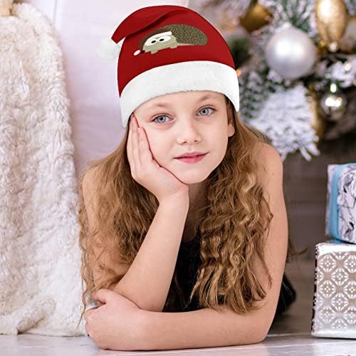 Santa Hedgehog Plush chapéu de Natal travesso e bonitos chapéus de Papai Noel com borda de pelúcia e decoração de natal de conforto