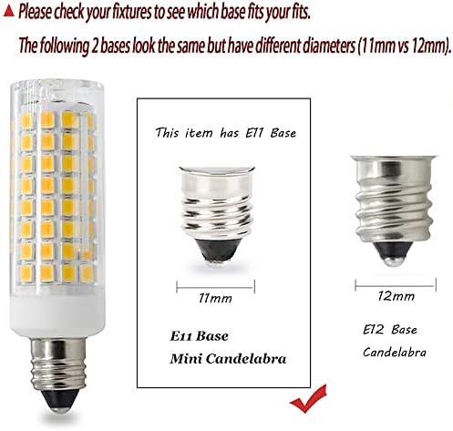 E11 LED BULB, Dimmable E11 Mini Candelabra LED, 800LM, AC110V-130V, Substituição de 8W de 80w