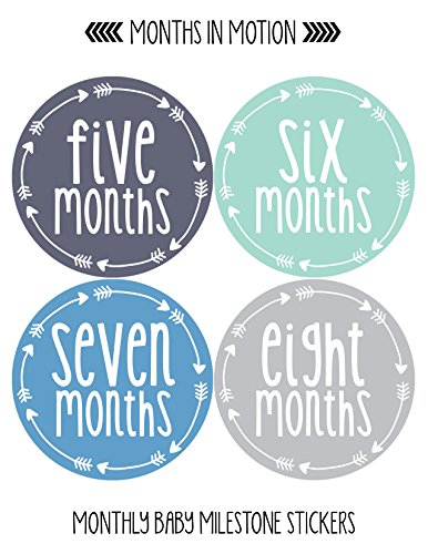 Meses em movimento adesivos mensais para menino - adesivo mensal de marco - 12 adesivos mensais - adesivos