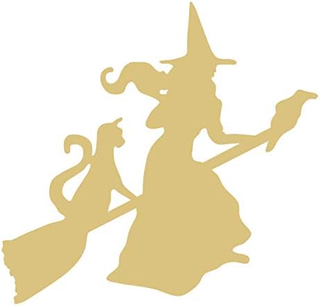 With Cutout inacabado Wood Halloween Spary Scary Broomstick Mdf Shape Canvas Style 13