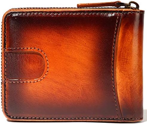 Donword RFID Men's Leather Zipper Carteira Zip em torno da carteira Bifold Multi -Cartter Purse