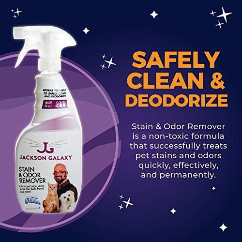 Jackson Galaxy: Removedor de manchas e odor - Removedor de urina para animais de estimação - 23 oz de garrafa