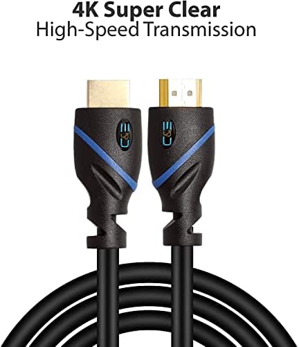 8 pés de alta velocidade HDMI Cable macho para macho com Ethernet Black suporta 4K 30Hz, 3D, 1080p e Return