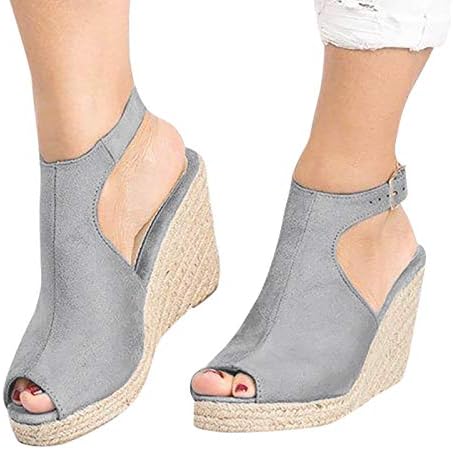 Aihou Wedges for Women Heels Womens Aberto do dedo do pé do dedo do pé sandálias de verão Casual Buckle Beach Wedge Sandals Sapatos