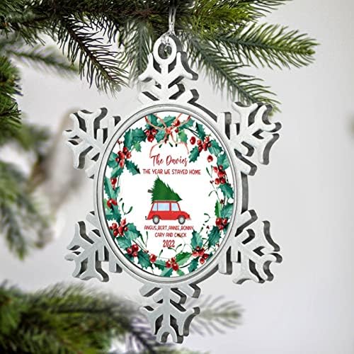 Pewter Snowflake Ornamentos de Natal Nós ficamos no nome de caminhão em casa Nome de família personalizado ornamentos de metal personalizados decorações de inverno para casais recém -casados