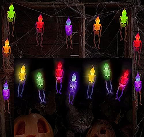 Ayebeau Halloween Skleleton Skull Fantasma Fantasma, 20 LEDs 10ftDecorações Luzes de cordas