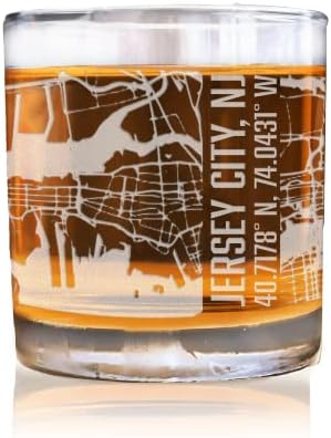 Jersey City New Jersey City Mapa Whisky Glass - Jersey City Map Glass, New Jersey Gift, New Jersey Glass