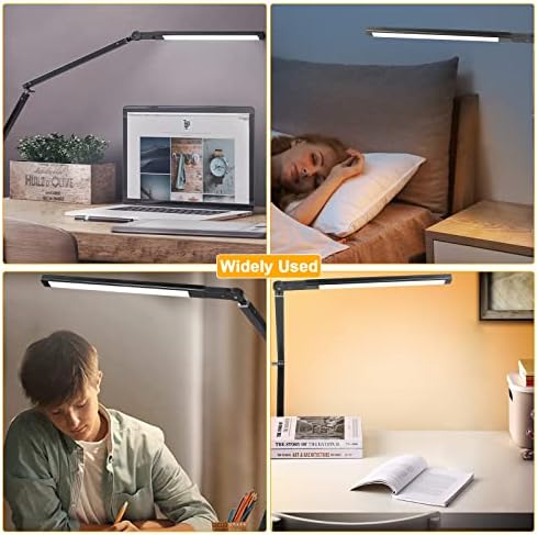 Lâmpada de mesa LED lamqee com grampo, lâmpada de mesa de ganso de braço oscilante, luz de mesa de