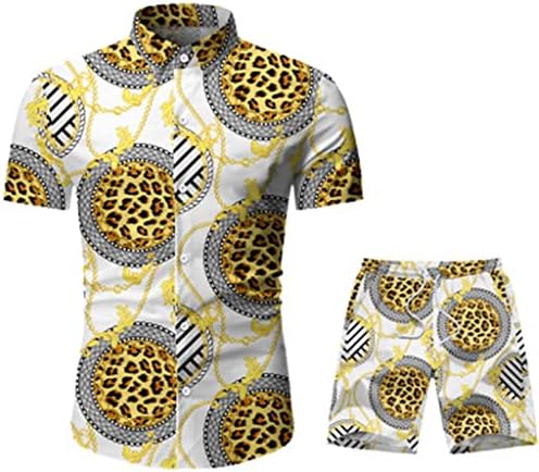 n/um terno camisa floral masculina shorts de praia de verão 2 peças