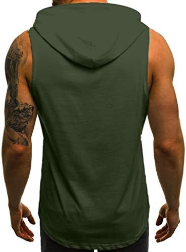 Badhub masculino com capuz tops casuais letra sem mangas impressa capuz atlético com camiseta de camisetas musculares
