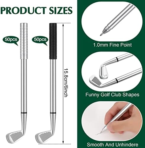 Yingzhao 100 PCs Golf Ballpons caneta preta tinta caneta de golfe mini -golfe canetas Decorações de canetas engraçadas para homens Mulheres golfe colegas de trabalho estudantes