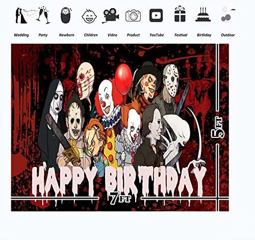 Moonlight Studio Horror Movie Decor Banner 7x5ft Feliz aniversário Halloween Bbackdrops para festas Bloody Scary
