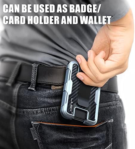 Liugx Aluminium Bishge Holder/Card Holder Wallet com caixa de presente, com fibra de carbono e clipe de metal,
