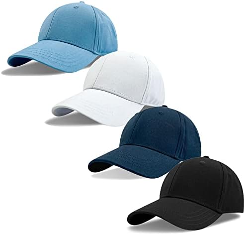4 Pacote homens homens bonitos de beisebol liso Capinho de algodão ajustável Chapéu de caminhoneiro de baixo perfil Solid Dad Hat Hat Ball Caps