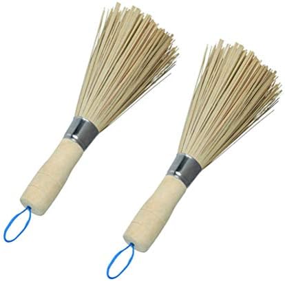 Brush de limpeza doméstica de limpeza natural 2pcs Bambu Bamboo Brushes Handle Wok Limpeza Brush Brush Brush Ferramenta de cozinha para limpeza de restaurantes de restaurante Scrucker